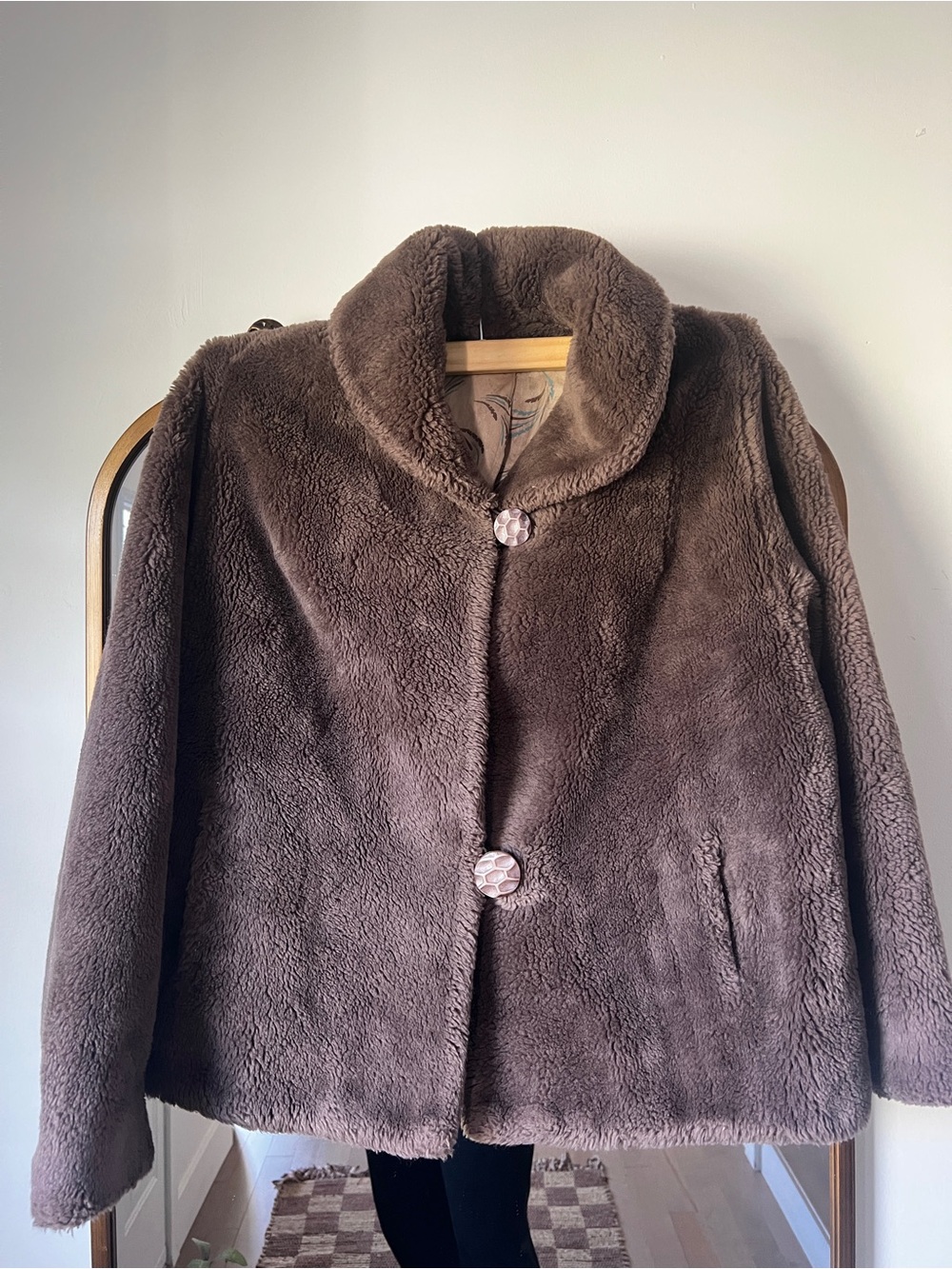 Women's Vintage Borg Posluns Faux Fur Classic Plush Jacket